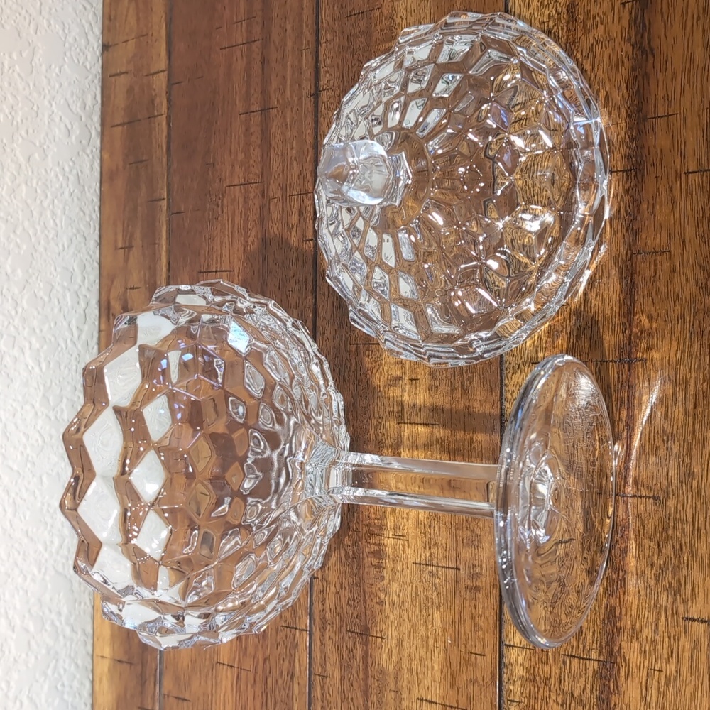 Fostoria American Pattern Clear Crystal Glass Pedestal Candy Dish Compote 9" - Picture 4 of 5